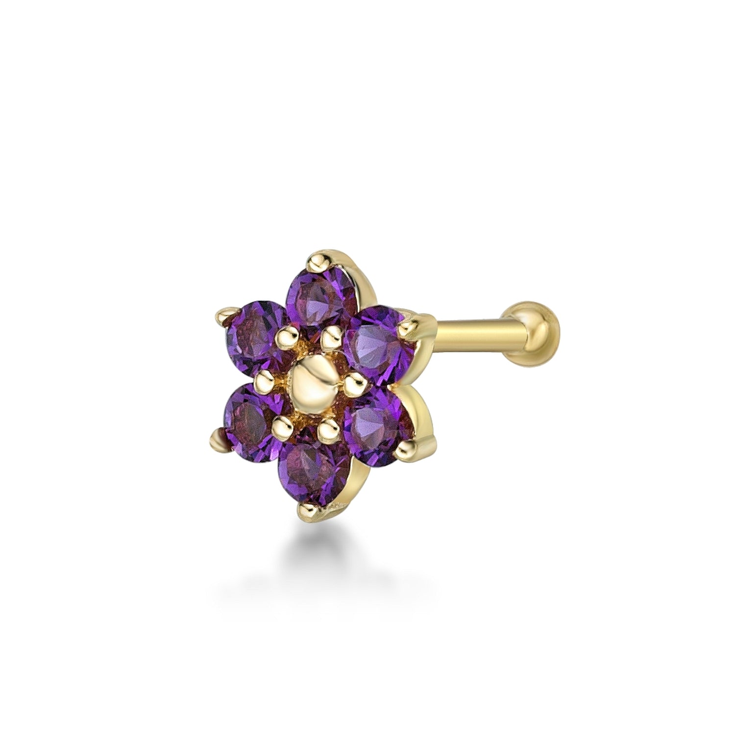 14K Swarovski Crystal Nose Stud - 20G