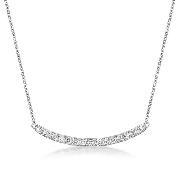 0.33 Carat Lab Grown Diamond Curved Bar Pendant Necklace for Women G-H Color / 14K White Gold Necklace / Spring Ring Necklace