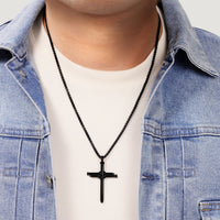 Nail Cross Pendant in Black Ion Plated Stainless Steel