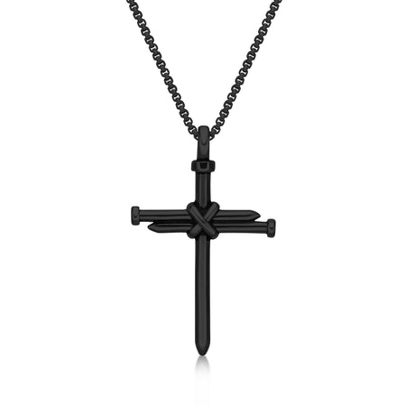 Nail Cross Pendant in Black Ion Plated Stainless Steel