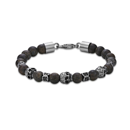 Skull Bracelet in Black Ion Plated Stainless Steel