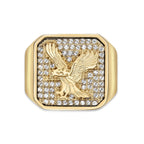 Eagle Signet Ring with Cubic Zirconia in Gold-Tone Ion-Plated Stainless Steel
