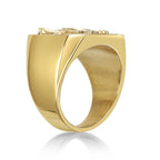 Eagle Signet Ring with Cubic Zirconia in Gold-Tone Ion-Plated Stainless Steel