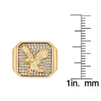 Eagle Signet Ring with Cubic Zirconia in Gold-Tone Ion-Plated Stainless Steel