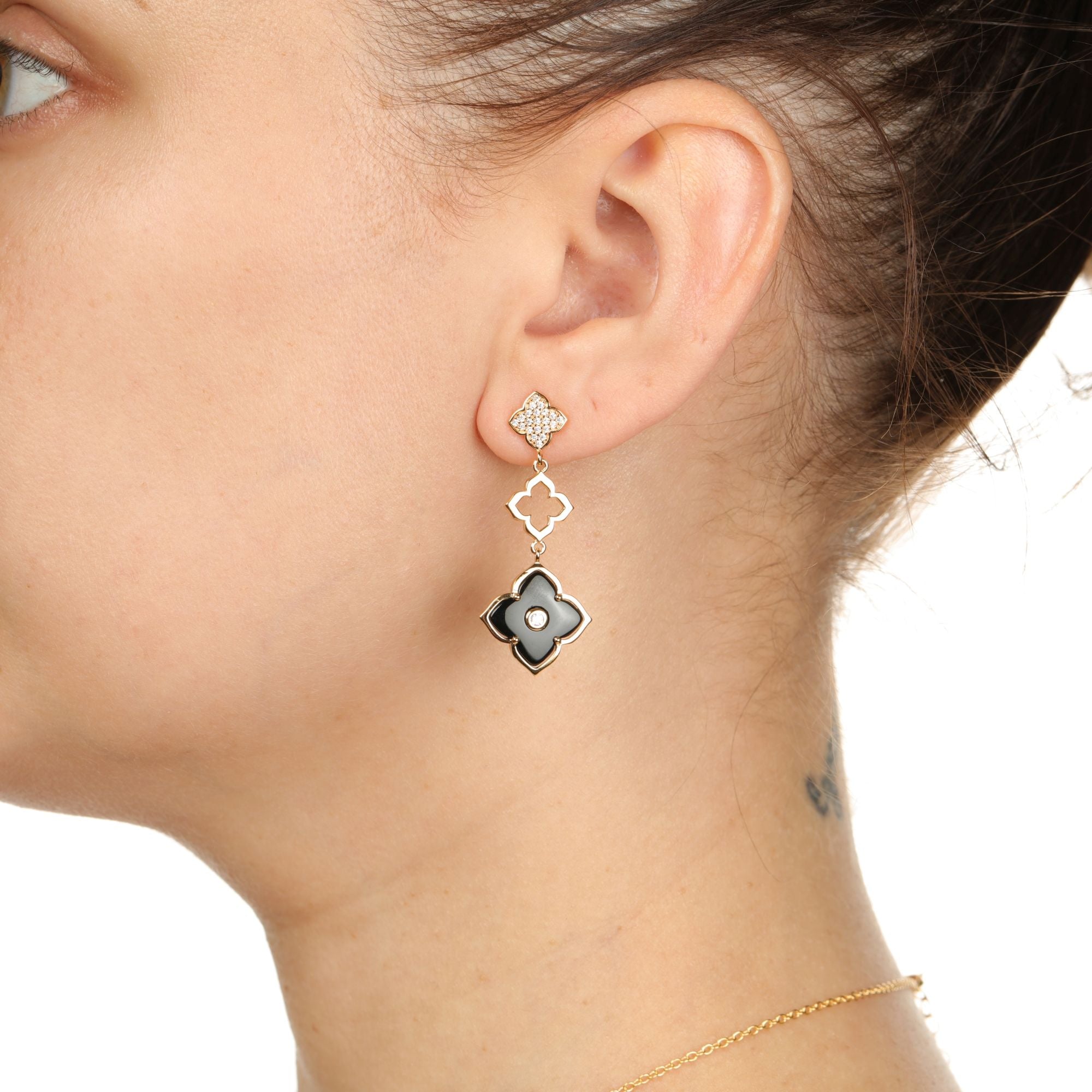 Flora Grand Triple Flower Cubic Zirconia Drop Earrings