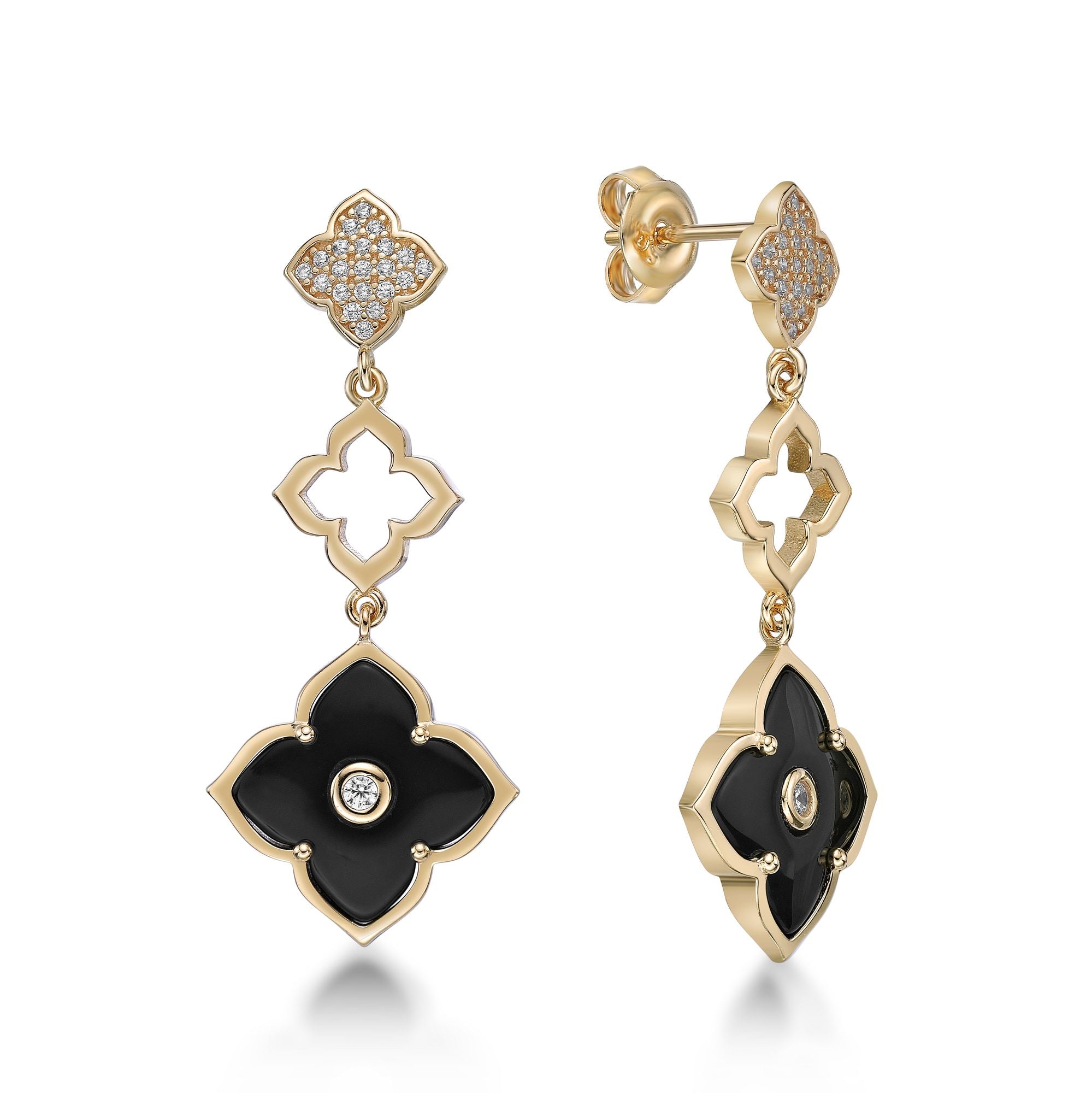 Flora Grand Triple Flower Cubic Zirconia Drop Earrings