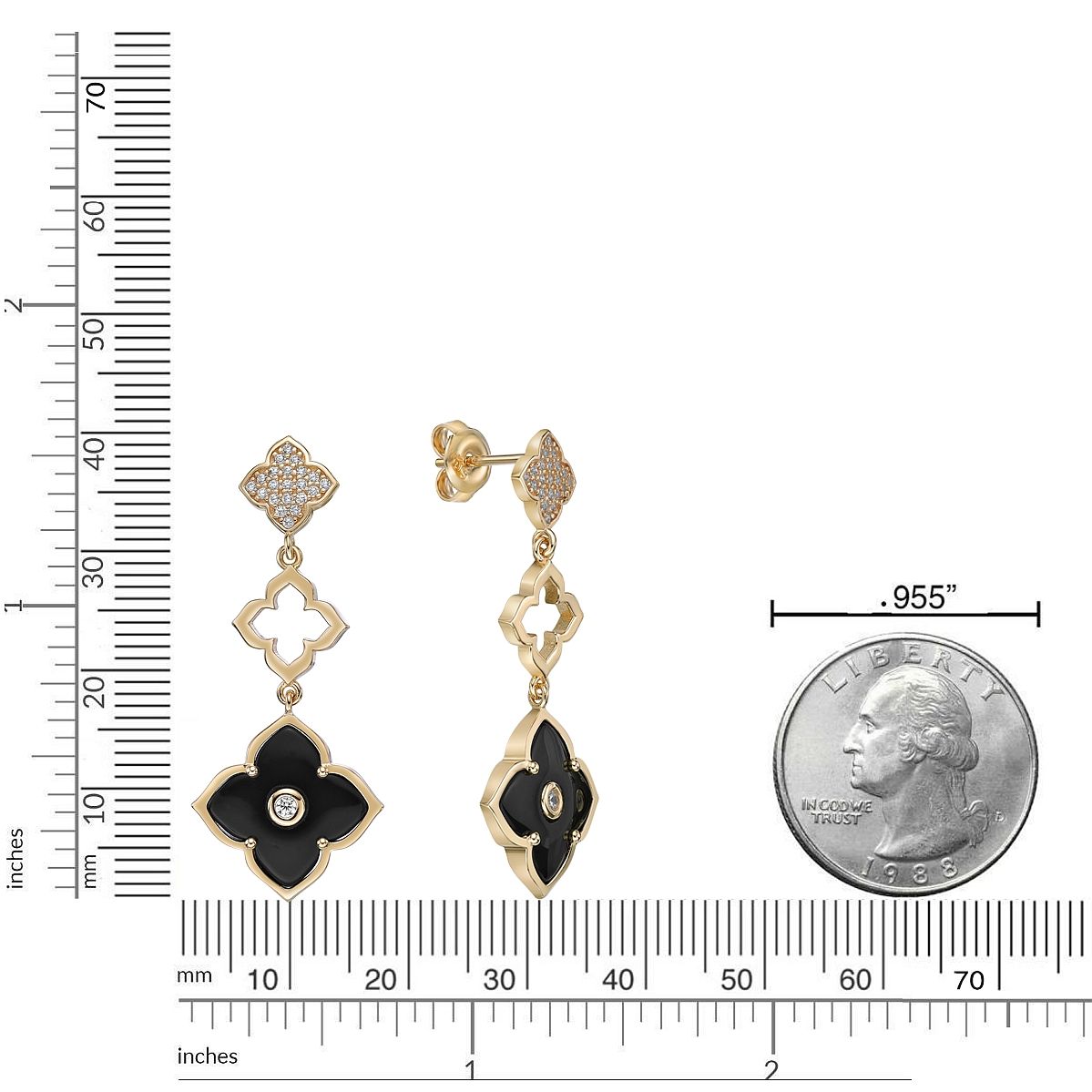 Flora Grand Triple Flower Cubic Zirconia Drop Earrings