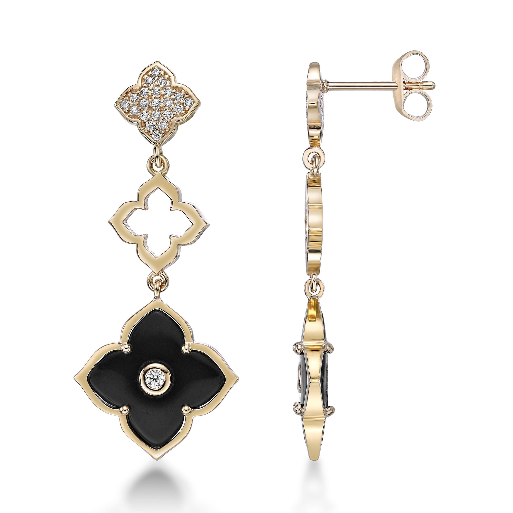 Flora Grand Triple Flower Cubic Zirconia Drop Earrings