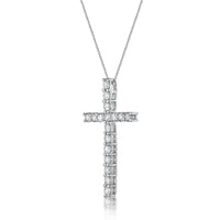 1.00 Carat Lab Grown Diamond Cross Pendant Necklace for Women in 10k White Gold on 18 Inch Box Chain (G-H, VS2-SI1) Spring Ring 