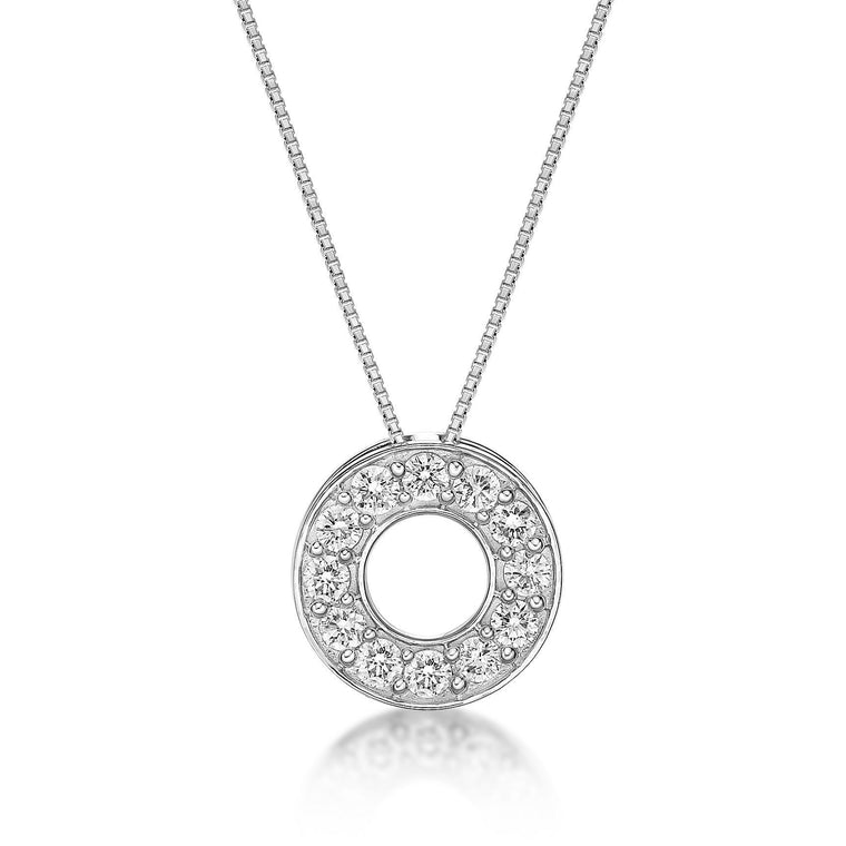 0.25 Carat Lab Grown Diamond Circle of Life Pendant Necklace for Women in 10k White Gold on 18 Inch Chain (G-H, VS2-SI1) Spring Ring 