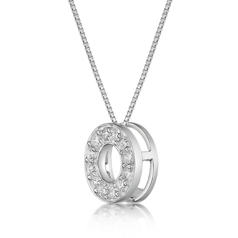 0.25 Carat Lab Grown Diamond Circle of Life Pendant Necklace for Women in 10k White Gold on 18 Inch Chain (G-H, VS2-SI1) Spring Ring 