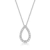 0.25 Carat Lab Grown Diamond Teardrop Pendant Necklace for Women in 10k White Gold on 18 Inch Chain (G-H, VS2-SI1) Spring Ring 