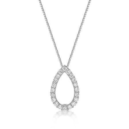 0.25 Carat Lab Grown Diamond Teardrop Pendant Necklace for Women in 10k White Gold on 18 Inch Chain (G-H, VS2-SI1) Spring Ring 