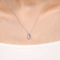 0.25 Carat Lab Grown Diamond Teardrop Pendant Necklace for Women in 10k White Gold on 18 Inch Chain (G-H, VS2-SI1) Spring Ring 