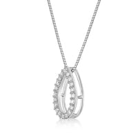 0.25 Carat Lab Grown Diamond Teardrop Pendant Necklace for Women in 10k White Gold on 18 Inch Chain (G-H, VS2-SI1) Spring Ring 