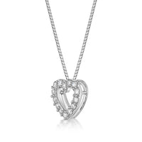 0.25 Carat Lab Grown Diamond Heart Pendant Necklace for Women in 10k White Gold on 18 Inch Chain (G-H, VS2-SI1) Spring Ring 