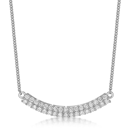 0.50 Carat Lab Grown Diamond Curved Bar Pendant Necklace for Women in 10k White Gold on 18 Inch Chain (G-H, VS2-SI1) Lobster Claw 