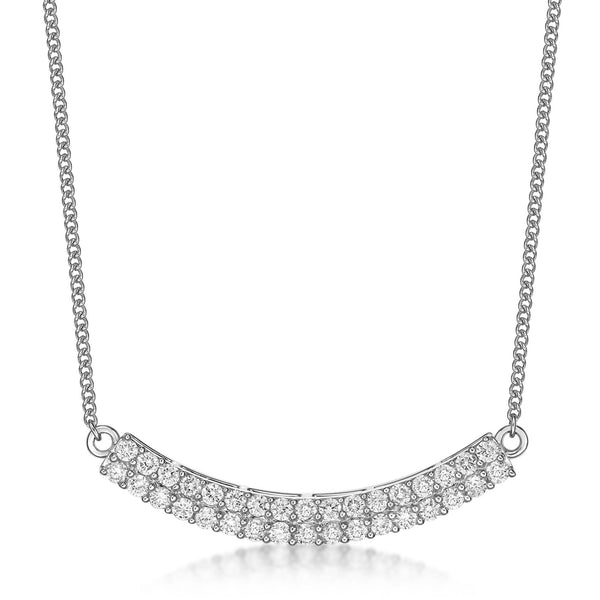 0.50 Carat Lab Grown Diamond Curved Bar Pendant Necklace for Women in 10k White Gold on 18 Inch Chain (G-H, VS2-SI1) Lobster Claw 
