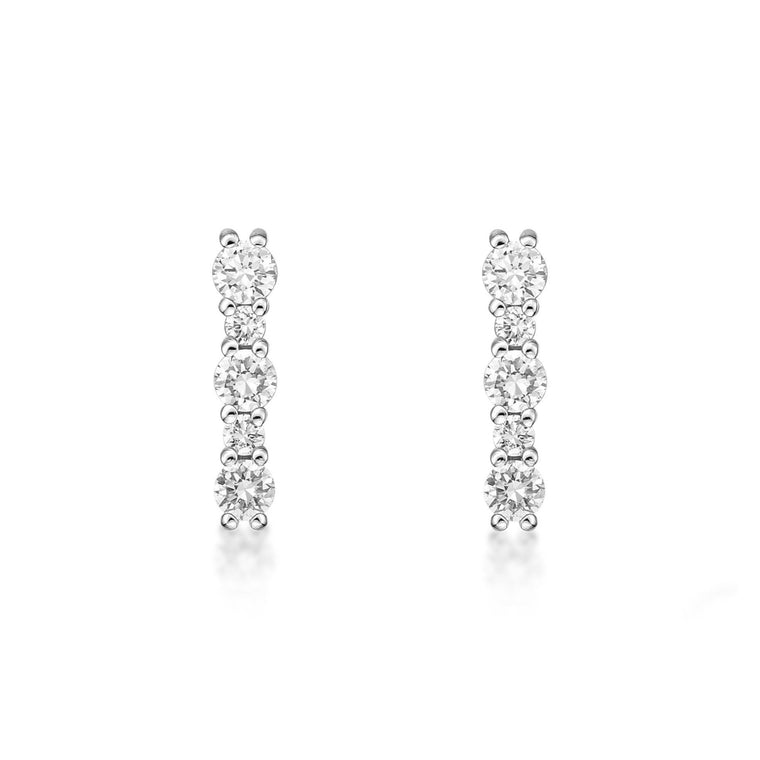 0.25 Carat Lab Grown Diamond Mini Bar Stud Earrings for Women in 10k White Gold (G-H, VS2-SI1) Post With Friction Back 