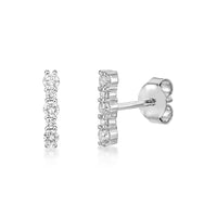 0.25 Carat Lab Grown Diamond Mini Bar Stud Earrings for Women in 10k White Gold (G-H, VS2-SI1) Post With Friction Back 