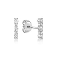 0.25 Carat Lab Grown Diamond Mini Bar Stud Earrings for Women in 10k White Gold (G-H, VS2-SI1) Post With Friction Back 