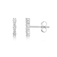 0.25 Carat Lab Grown Diamond Mini Bar Stud Earrings for Women in 10k White Gold (G-H, VS2-SI1) Post With Friction Back 