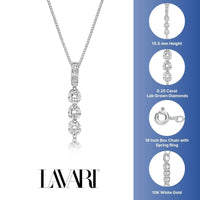 0.25 Carat Lab Grown Diamond TrIon Platingle Circles Pendant Necklace for Women in 10k White Gold on 18 Inch Chain (G-H, VS2-SI1) Spring Ring 
