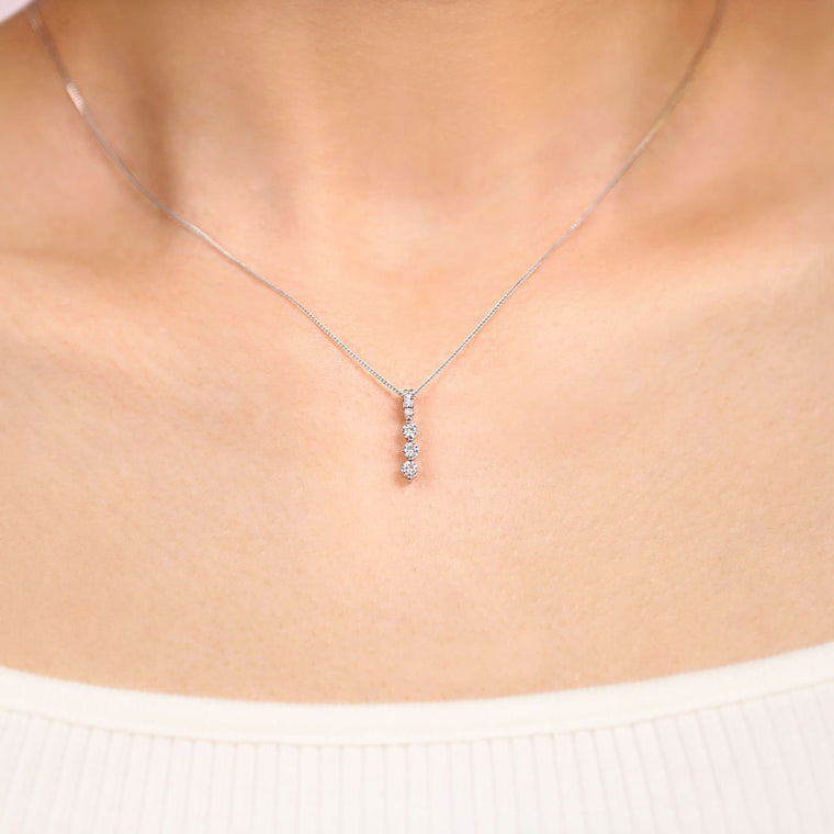 0.25 Carat Lab Grown Diamond TrIon Platingle Circles Pendant Necklace for Women in 10k White Gold on 18 Inch Chain (G-H, VS2-SI1) Spring Ring 
