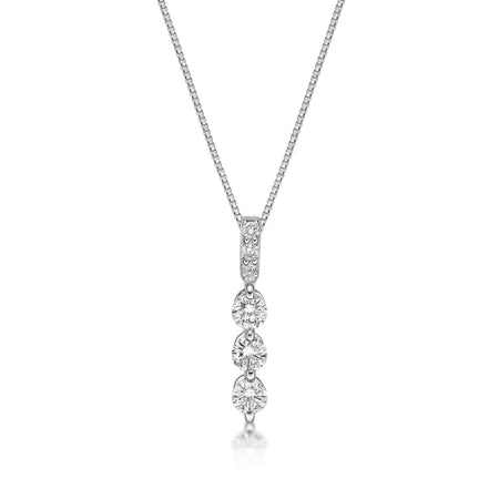 0.25 Carat Lab Grown Diamond TrIon Platingle Circles Pendant Necklace for Women in 10k White Gold on 18 Inch Chain (G-H, VS2-SI1) Spring Ring 
