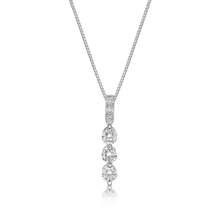 0.25 Carat Lab Grown Diamond TrIon Platingle Circles Pendant Necklace for Women in 10k White Gold on 18 Inch Chain (G-H, VS2-SI1) Spring Ring 