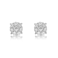 0.33 Carat Lab Grown Diamond Halo Stud Earrings for Women in 10k White Gold (G-H, VS2-SI1) Post With Friction Back 