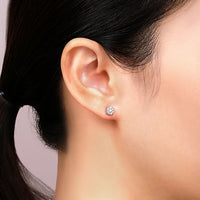 0.33 Carat Lab Grown Diamond Halo Stud Earrings for Women in 10k White Gold (G-H, VS2-SI1) Post With Friction Back 
