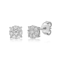 0.33 Carat Lab Grown Diamond Halo Stud Earrings for Women in 10k White Gold (G-H, VS2-SI1) Post With Friction Back 