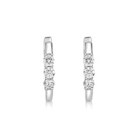 0.50 Carat Lab Grown Diamond 3 Stone Hoop Earrings for Women in 10k White Gold (G-H, VS2-SI1) Hinged Hoop 