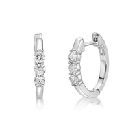 0.50 Carat Lab Grown Diamond 3 Stone Hoop Earrings for Women in 10k White Gold (G-H, VS2-SI1) Hinged Hoop 