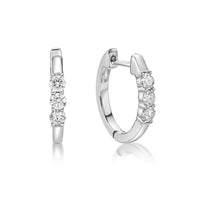 0.50 Carat Lab Grown Diamond 3 Stone Hoop Earrings for Women in 10k White Gold (G-H, VS2-SI1) Hinged Hoop 