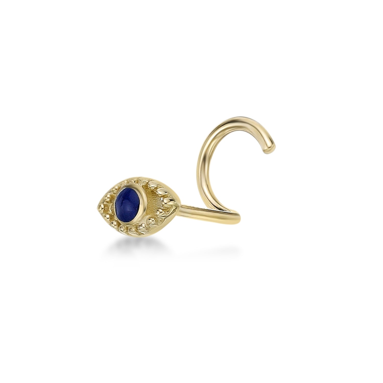 10K Gold Screw Evil Eye Nose Ring - 20G