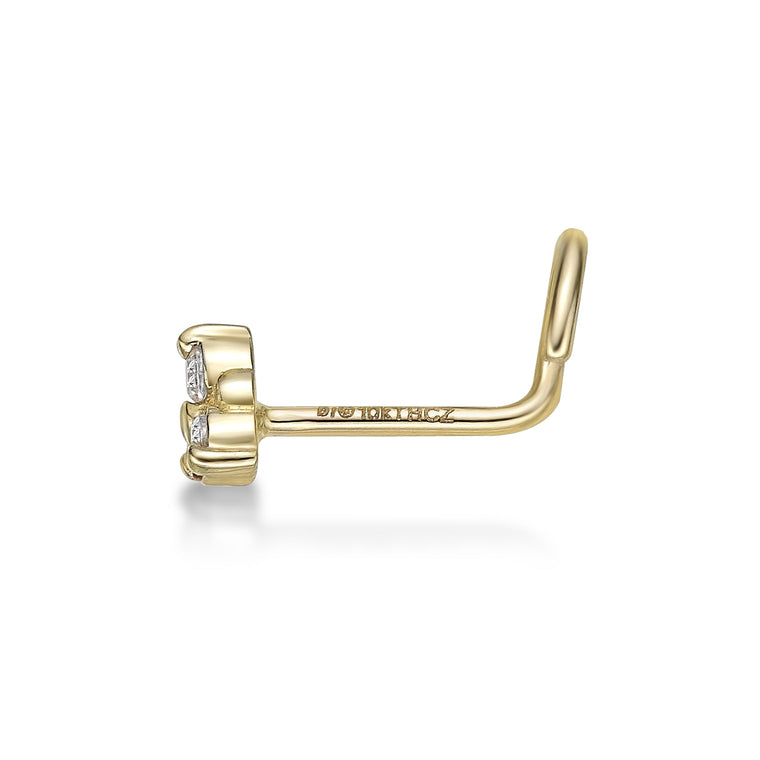 10K Gold Triangle Cubic Zirconia Nose Screw - 20G