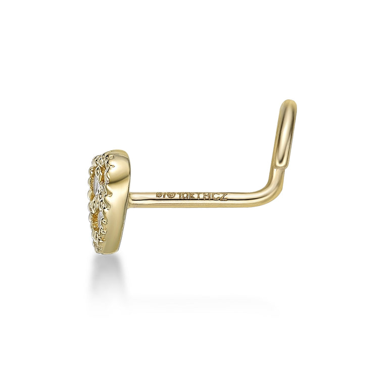 10K Gold Heart Cubic Zirconia Nose Screw - 20G