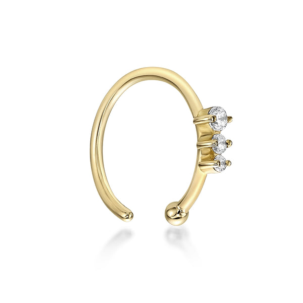 14K Gold Three-Stone Multi-Purpose Clicker - 20G