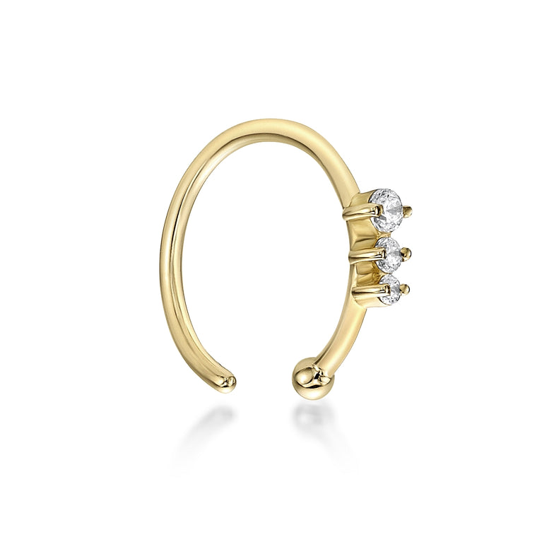 14K Gold Three-Stone Multi-Purpose Clicker - 20G