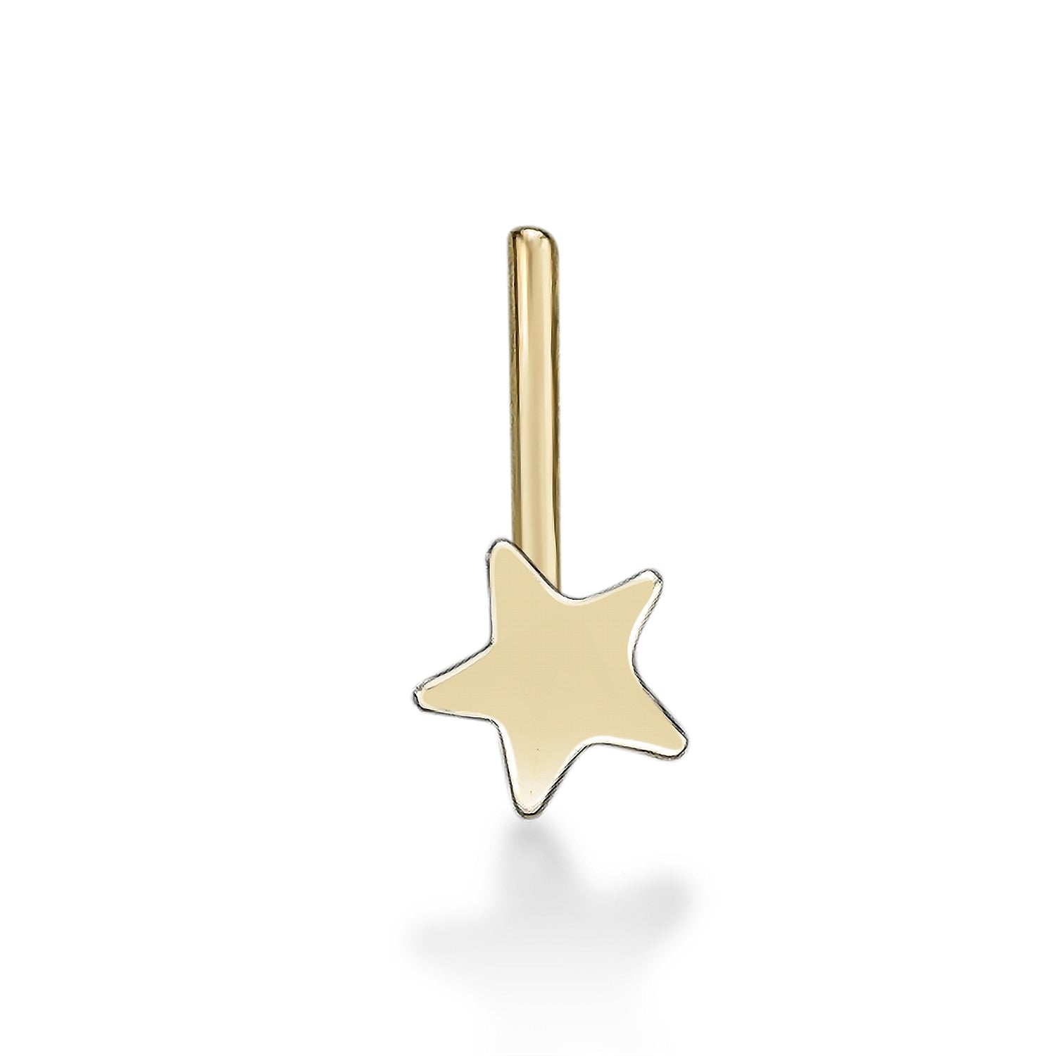 14K Gold L-Shaped Star Nose Ring - 20G