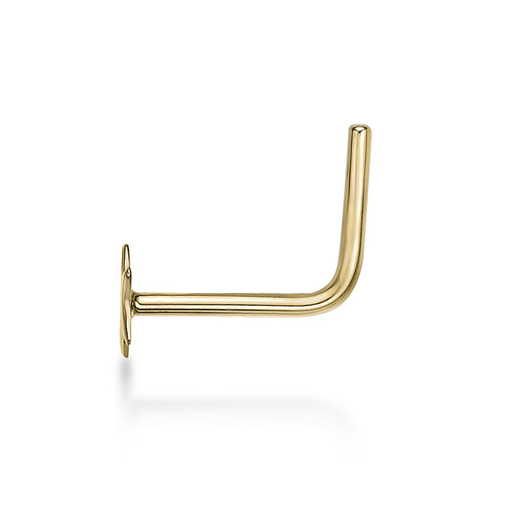 14K Gold L-Shaped Star Nose Ring - 20G