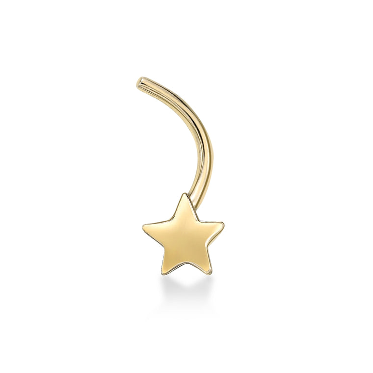 14K Gold Screw Star Nose Ring - 20G