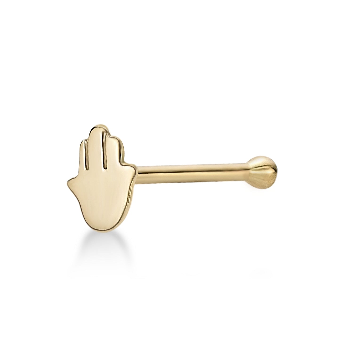 14K Gold Hamsa Nose Stud - 20G