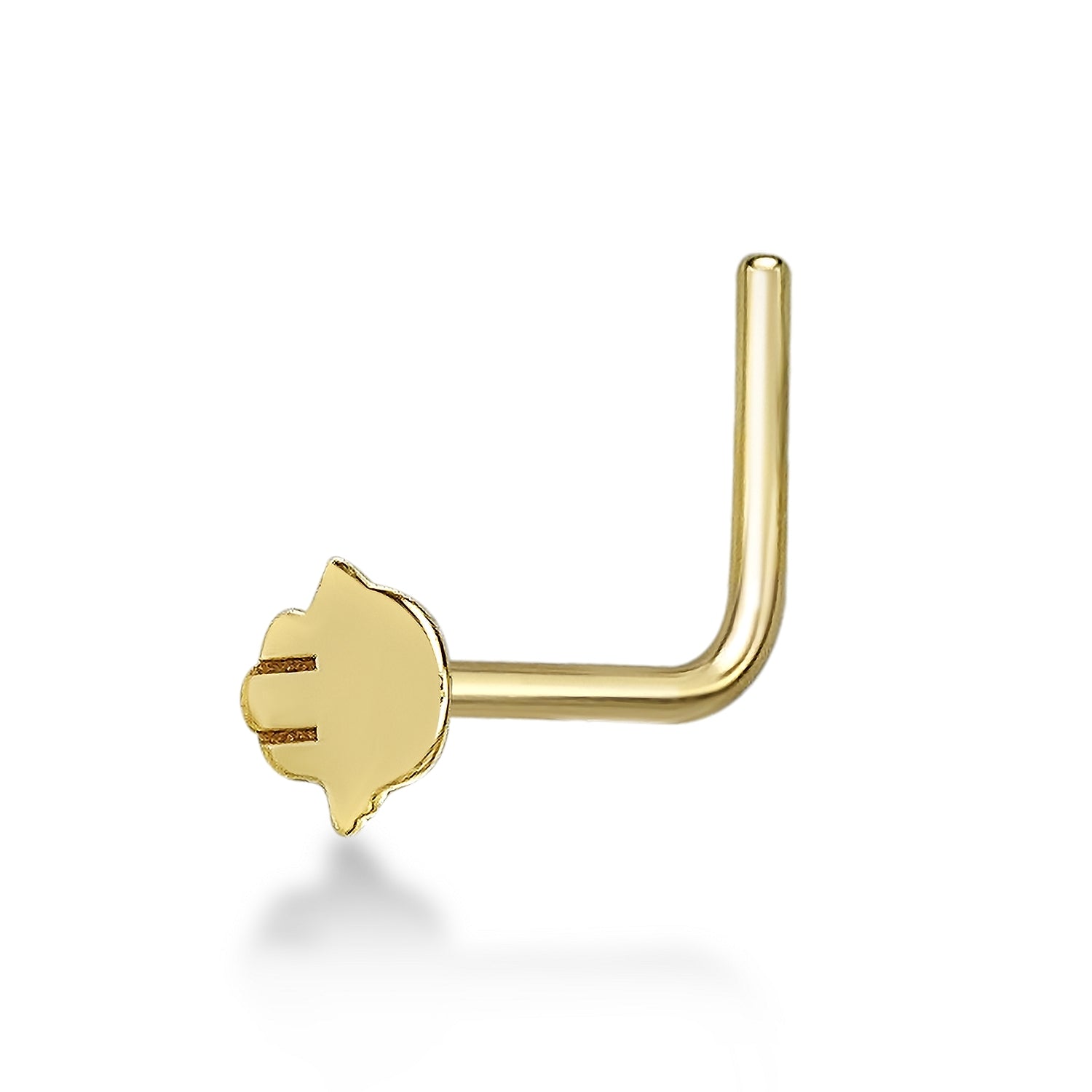 14K Gold L-Shaped Hamsa Nose Ring - 20G