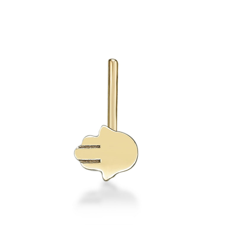 14K Gold L-Shaped Hamsa Nose Ring - 20G