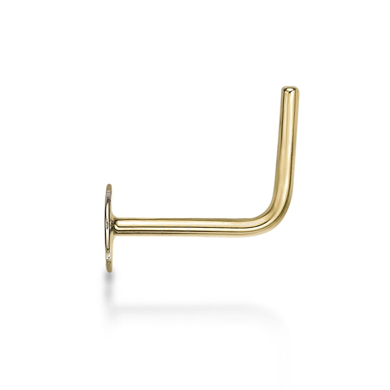 14K Gold L-Shaped Hamsa Nose Ring - 20G