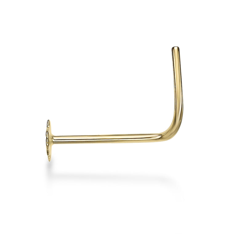 14K Gold Screw Hamsa Nose Ring - 20G