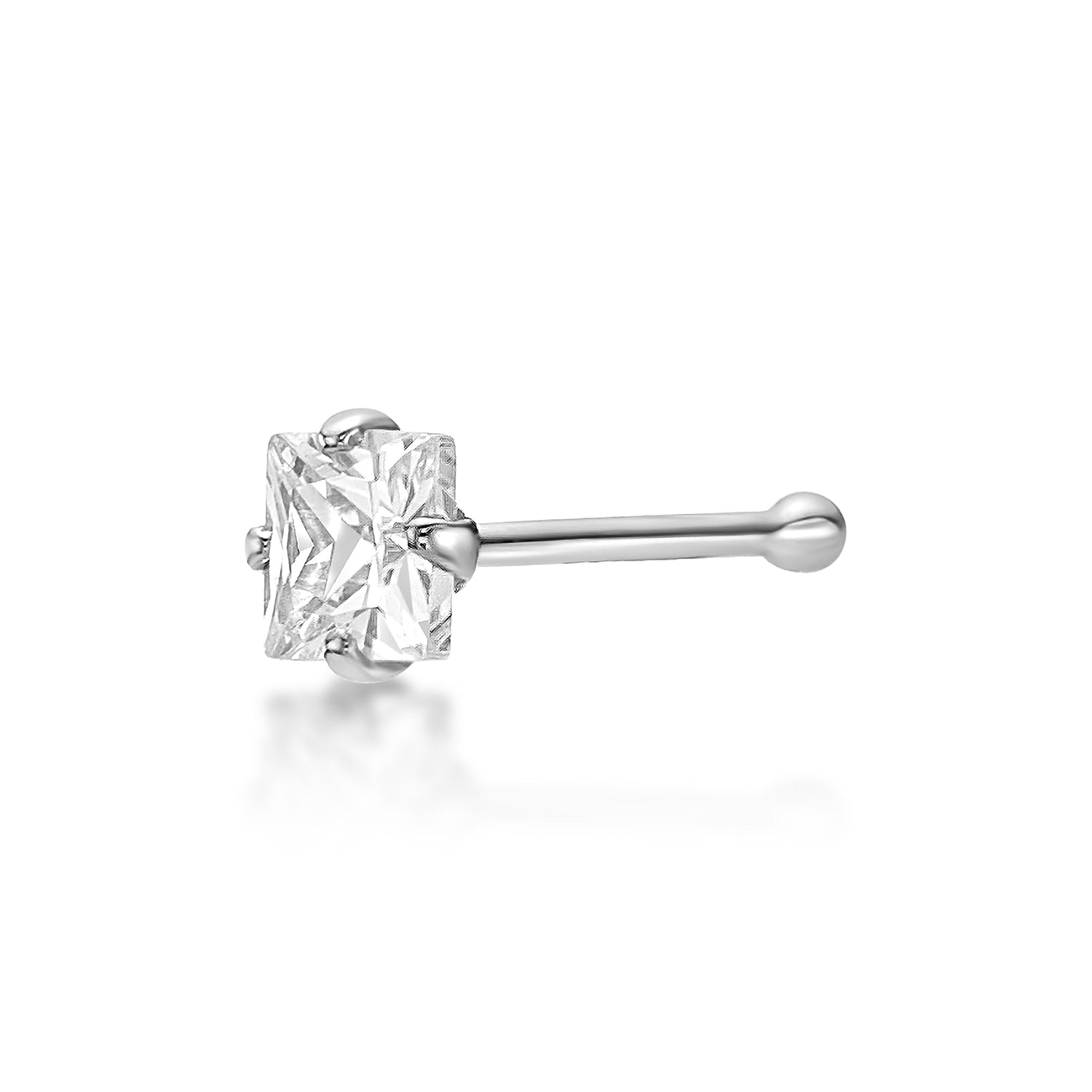 14K Cubic Zirconia Nose Stud - 20G